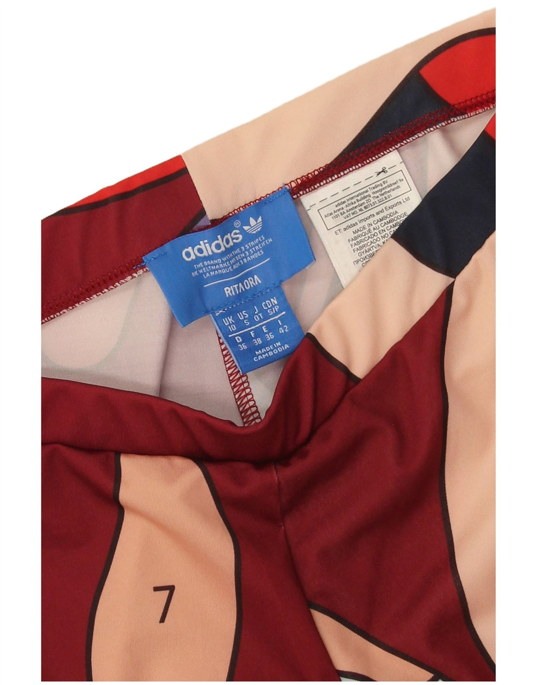 Adidas Rita Ora - Leggings con patrón abstracto para mujer, talla 10, color burdeos