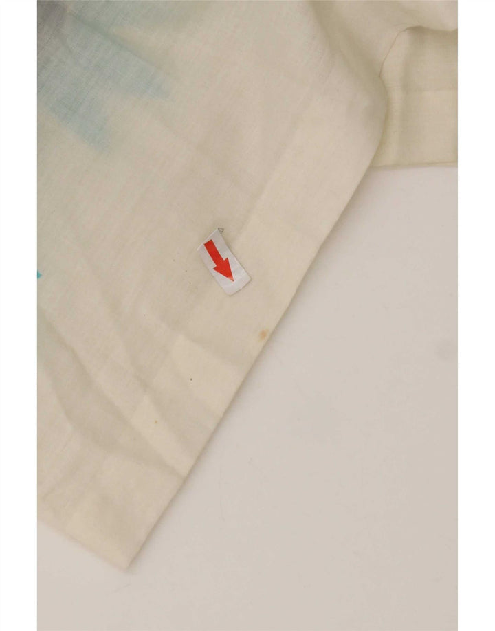 Vintage mujer Maxi Jersey camisa vestido Reino Unido 10 pequeño blanco floral