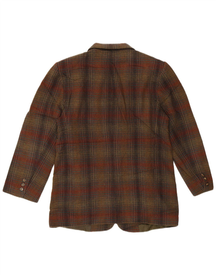 Eddie Bauer Chaqueta tipo blazer de 3 botones para mujer Reino Unido 14 Lana a cuadros marrón medio