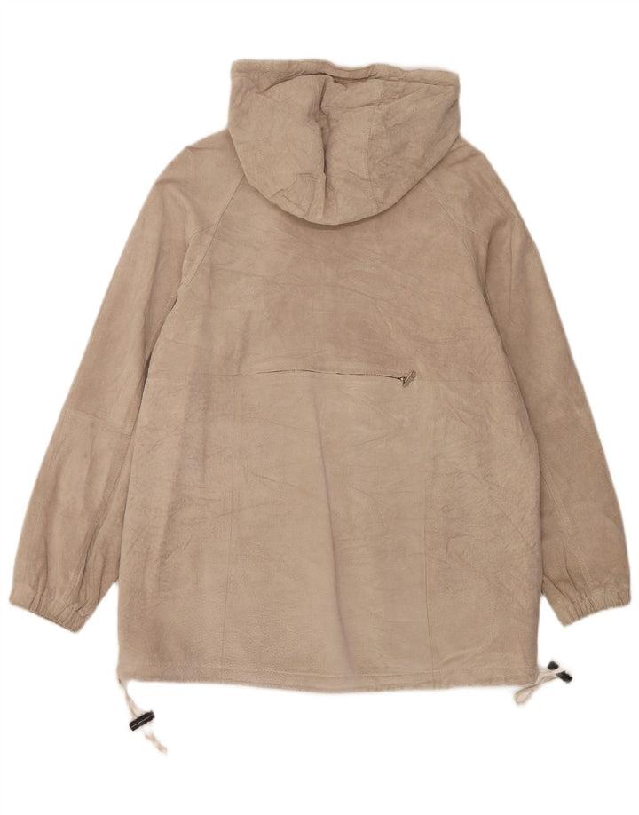 Joy Abrigo de gamuza con capucha para mujer EU 42 Cuero beige grande