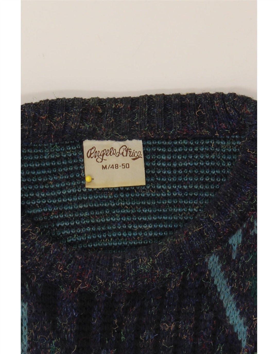 ANGELO LITRICO Mens Crew Neck Jumper Sweater IT 48/50 Medium Navy Blue Vintage Angelo Litrico and Second-Hand Angelo Litrico from Messina Hembry 