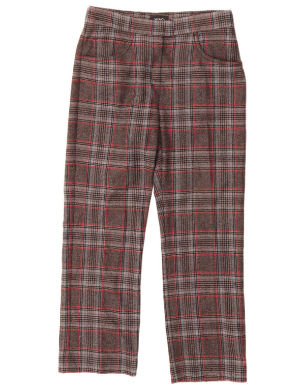 Max & Co. Pantalones casuales rectos para mujer UK 8 Small W26 L30 Grey Check