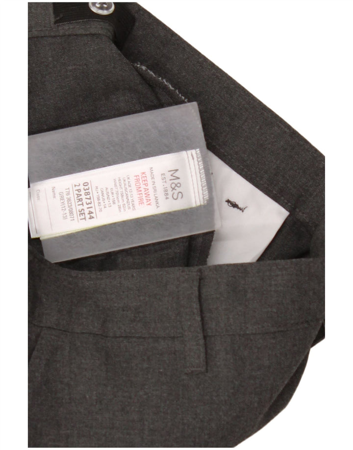 MARKS & SPENCER Pantalones de traje rectos para niños 12-13 años W28 L27 Gris