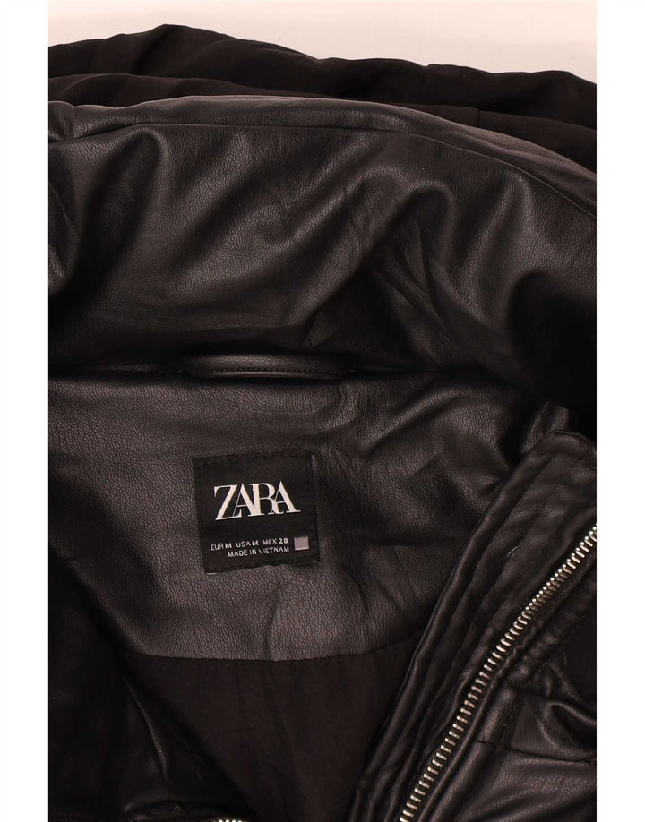 Zara Mujer Chaqueta Acolchada Extragrande Con Capucha UK 44 Medium Black