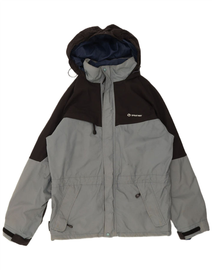 Sprayway Chaqueta impermeable con capucha para hombre ES 38 Gris medio Poliamida color block
