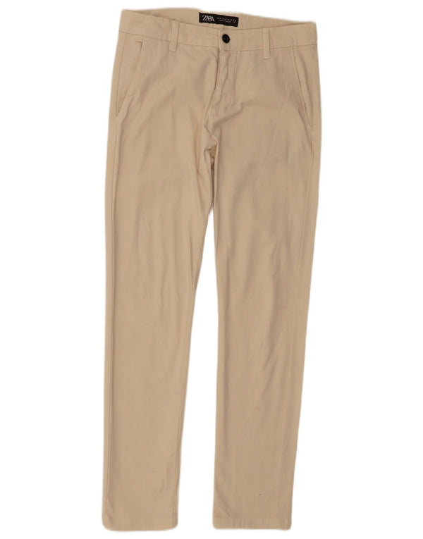 Zara Mens Slim Chino Pantalones EU 38 Small W30 L30 Algodón Beige