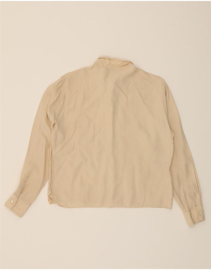 VINTAGE Womens Shirt Blouse UK 14 Medium Beige Vintage Vintage and Second-Hand Vintage from Messina Hembry 
