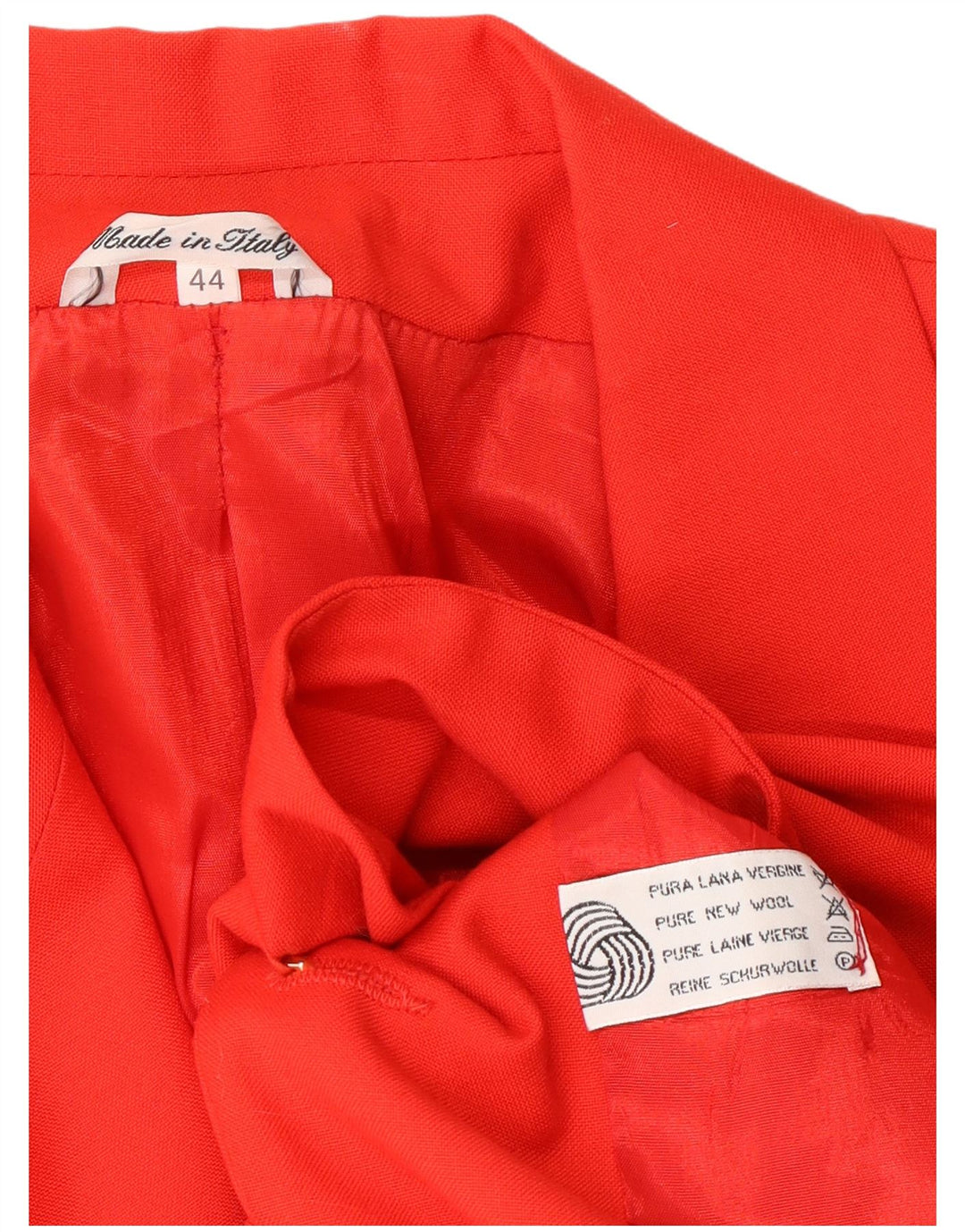 VINTAGE Mujer 2 Botones 2 Piezas Falda Set IT 44 Medio W26 Lana Roja