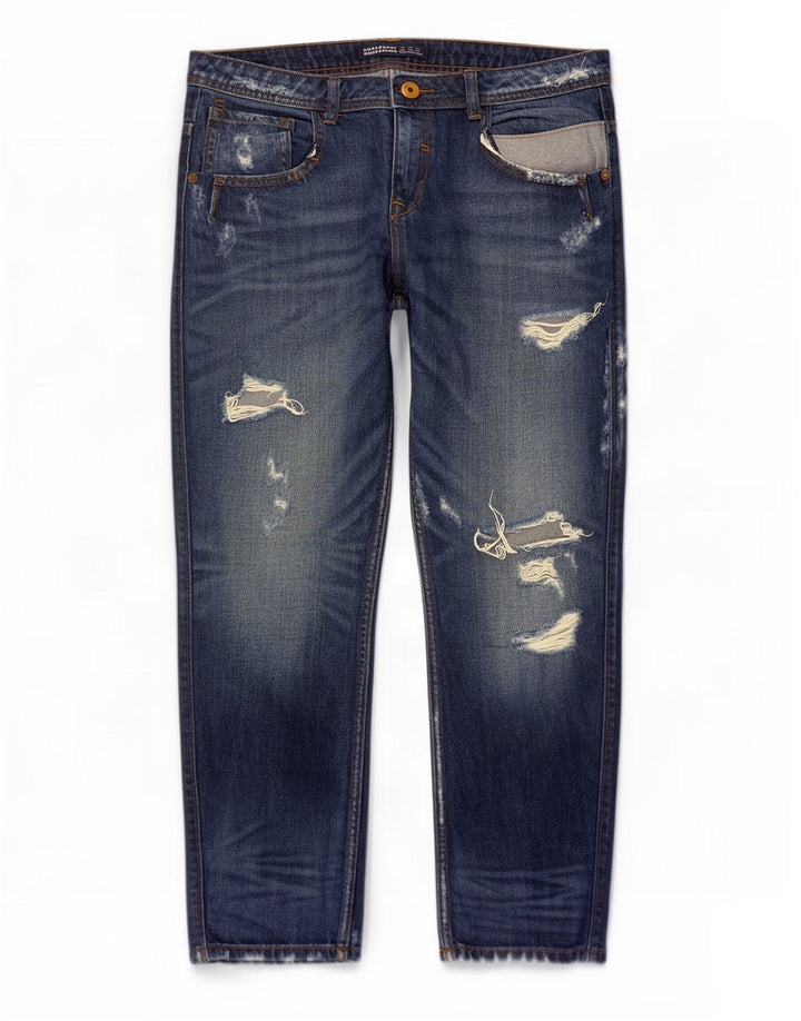 Zara Jeans Cortos Desgastados para Mujer EU 40 Medium W30 L26 Azul
