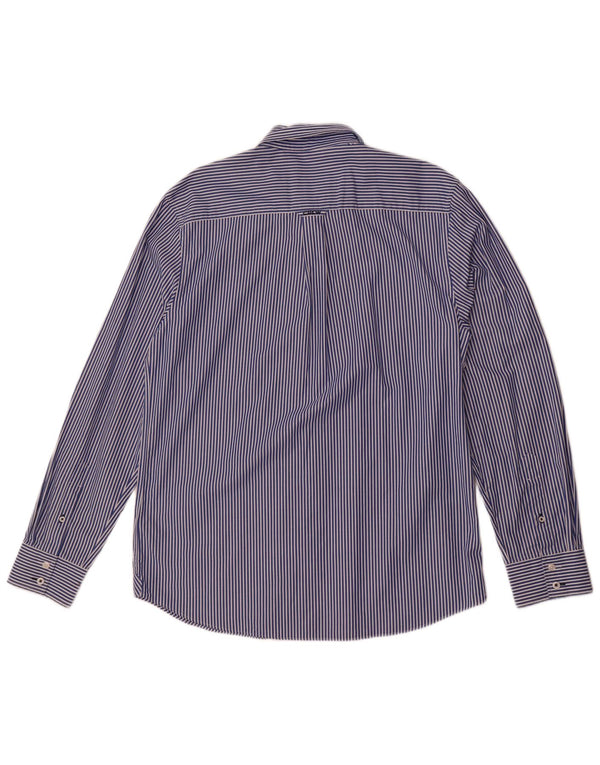 Crew Clothing Mens Classic Fit Shirt Large Navy Blue Pinstripe Cotton