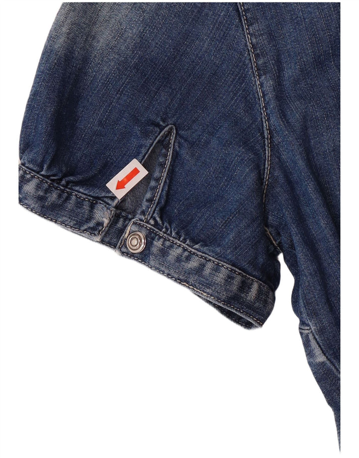 Camisa vaquera de manga corta para mujer Gas UK 42 Algodón azul medio