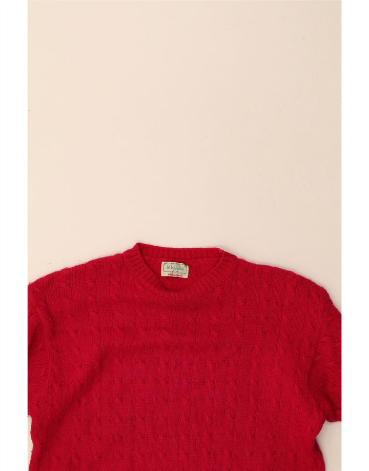BENETTON Womens Crew Neck Jumper Sweater IT 48 XL Pink Wool Vintage Benetton and Second-Hand Benetton from Messina Hembry 