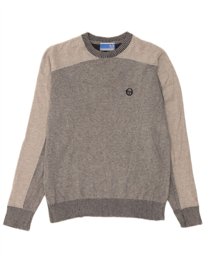 Sergio Tacchini Jersey De Cuello Redondo Para Hombre Gris Medio Colorblock
