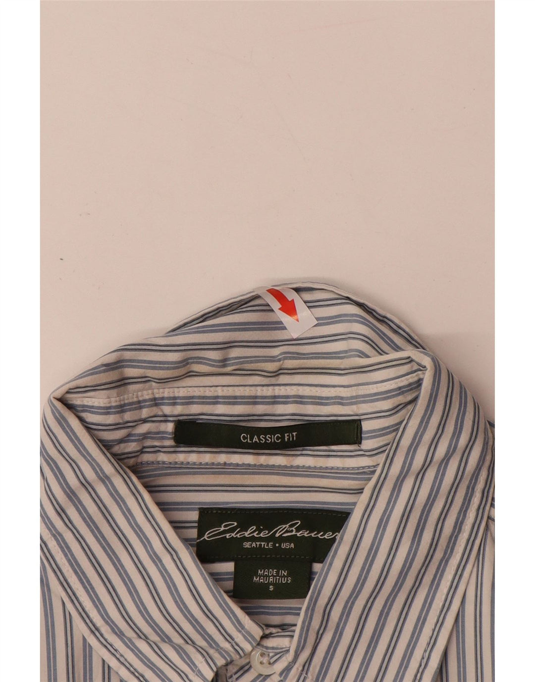 EDDIE BAUER Camisa de corte clásico para hombre de algodón a rayas azul pequeña