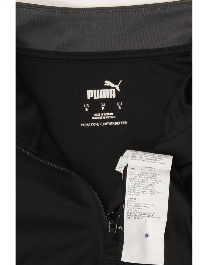 Puma Hombre Zip Neck Jersey Chándal Top Pequeño Negro Colorblock Poliéster