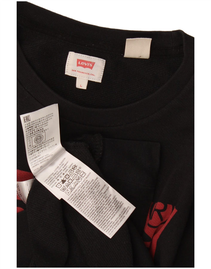 Levi's Hombre Sudadera Gráfica Jumper Grande Algodón Negro