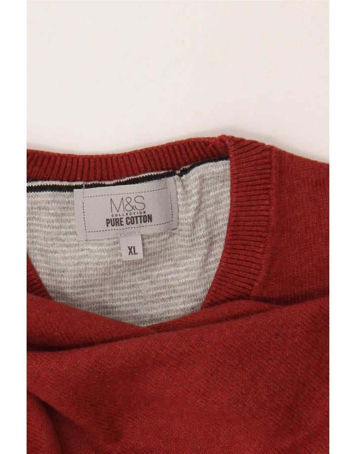 Marks & Spencer - Jersey de cuello redondo para hombre, talla XL, algodón rojo