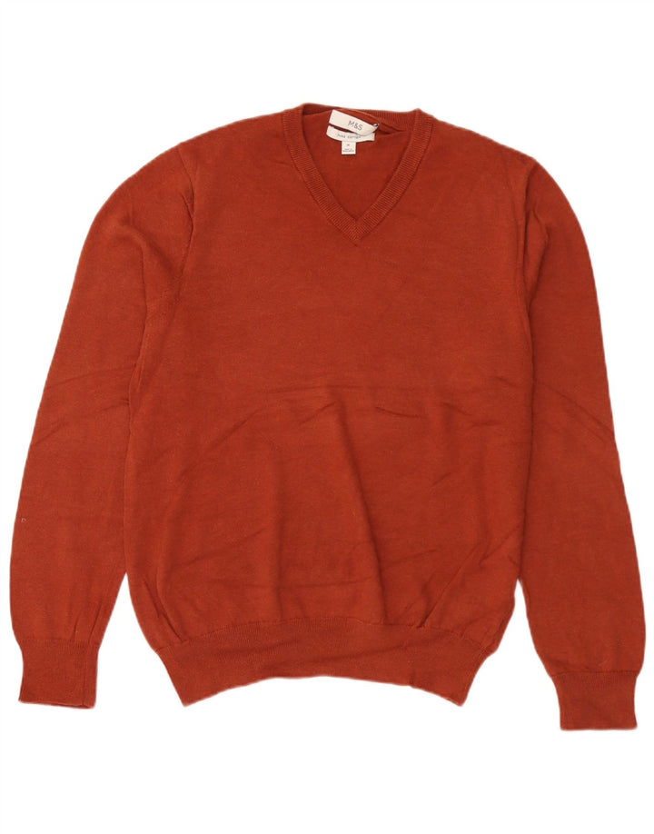 Marks & Spencer Jersey con cuello en V para hombre de algodón marrón medio