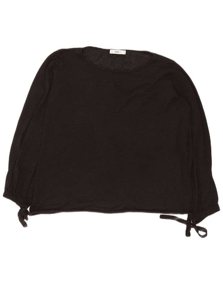 Zara - Jersey extragrande con cuello barco para mujer, talla 10, poliéster negro pequeño