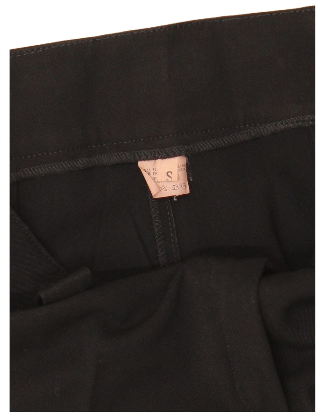 VINTAGE Pantalón de traje recto para mujer Pequeño W27 L32 Poliéster negro