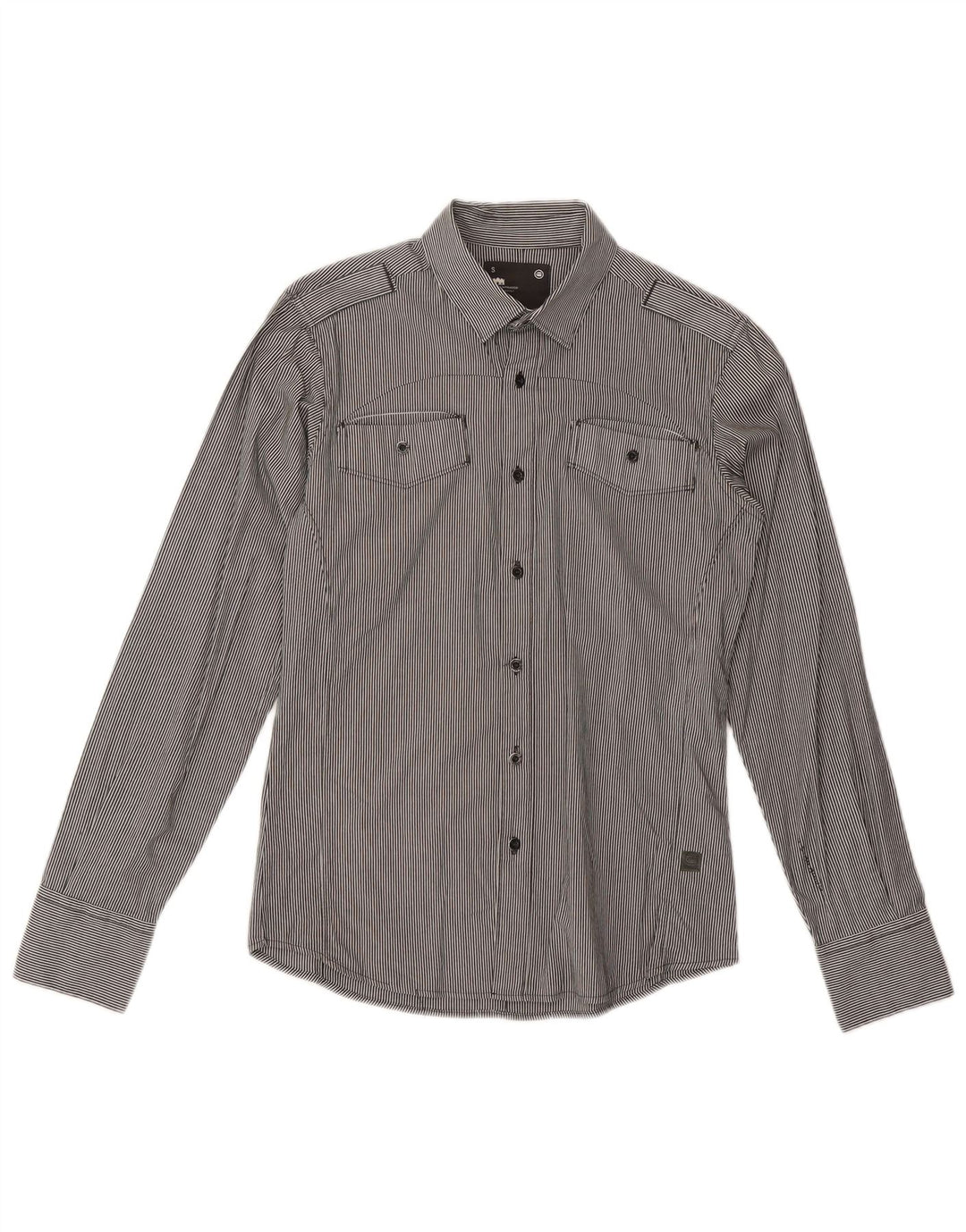 G-Star Camisa militar para hombre de algodón a rayas grises pequeña