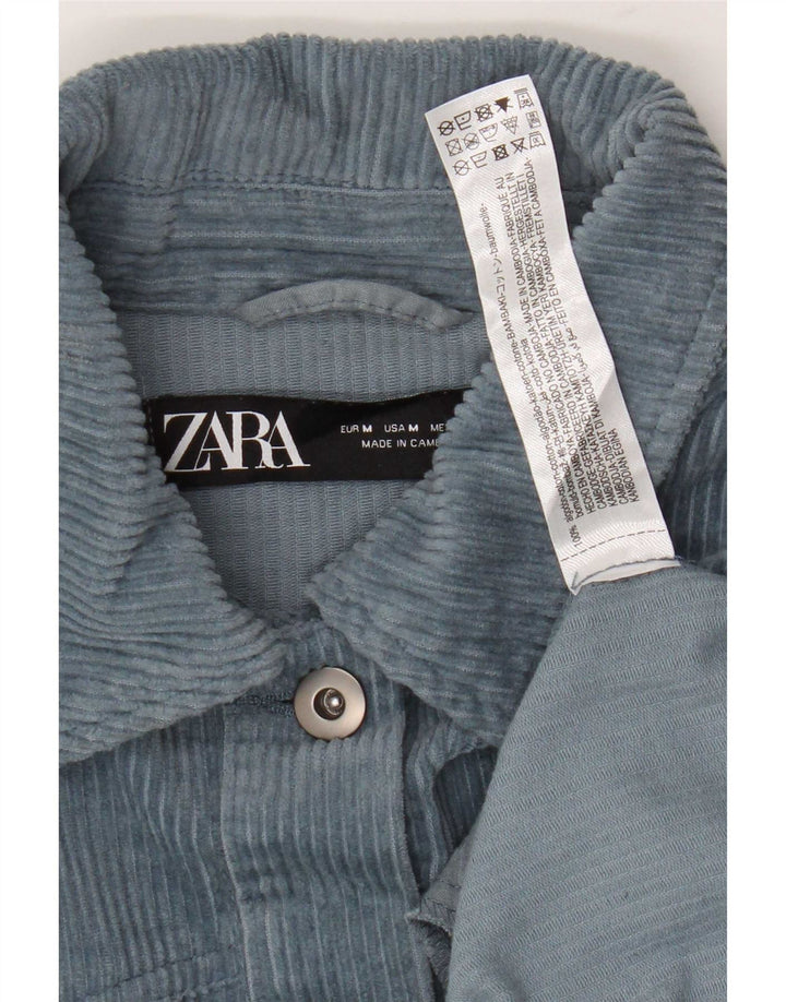 Zara Mujer Camisa De Pana Extragrande UK 44 Algodón Azul Medio