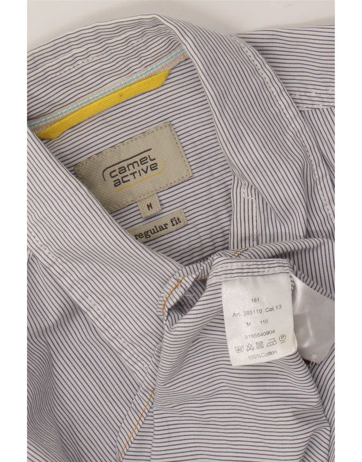 Camisa Camel Active de corte regular para hombre de algodón a rayas blancas medianas