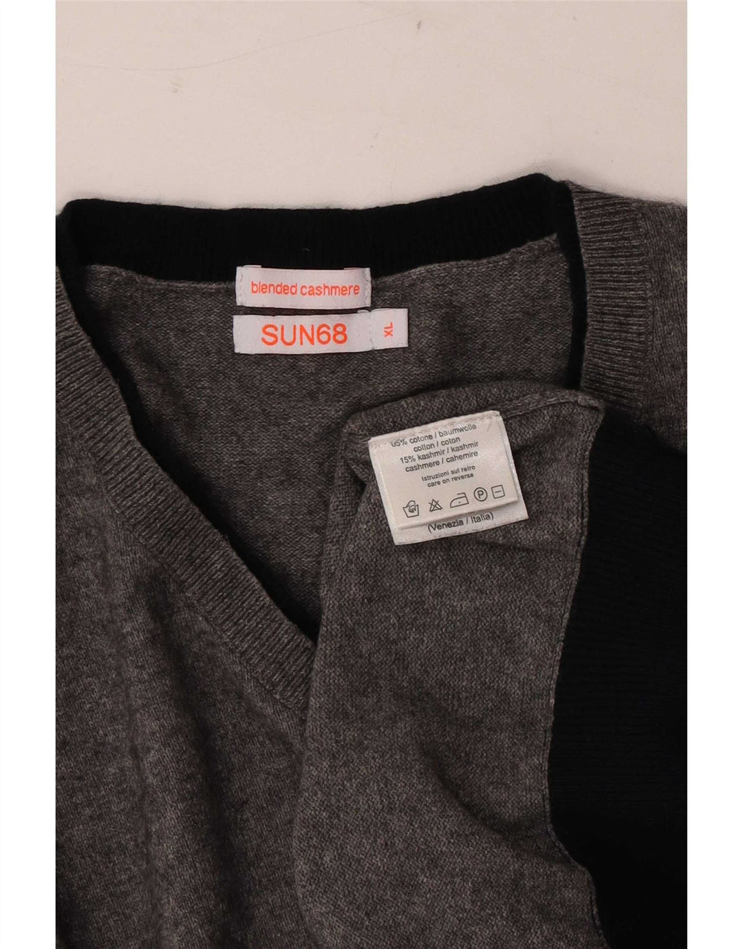 Sun68 Jersey con Cuello en V para Hombre XL Algodón Gris