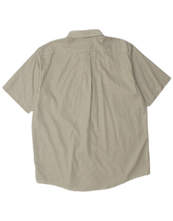 L.L.Bean Camisa de Manga Corta para Hombre Algodón a Cuadros Blanco Roto Grande