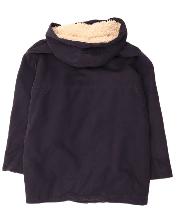 Zara Mujer Trafaluc Chaqueta Parka Sherpa con Capucha UK 10 Small Azul Marino