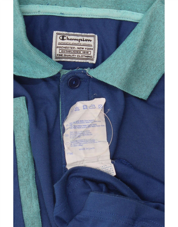 CHAMPION Polo de rugby para hombre de algodón azul medio