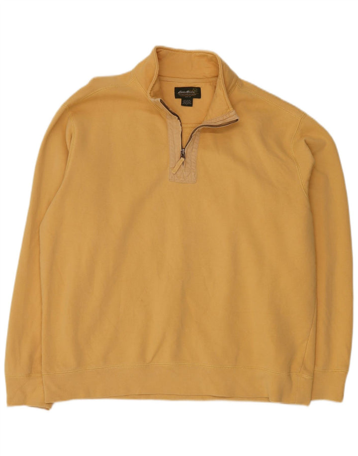 Eddie Bauer - Sudadera con cuello y cremallera para hombre, talla grande, algodón amarillo