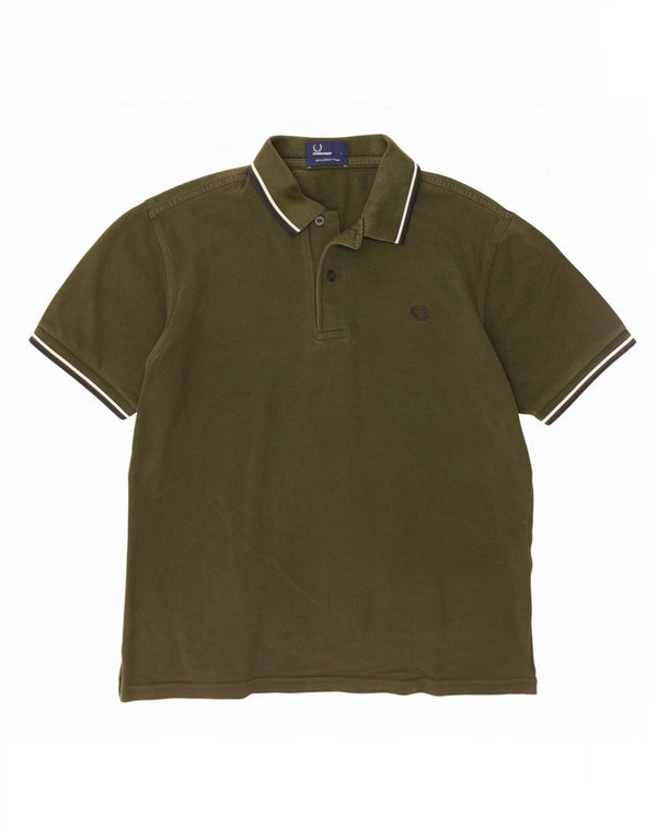 Fred Perry Polo Para Hombre De Algodón A Rayas Caqui Grande