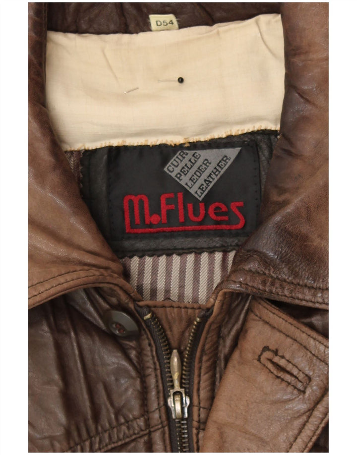 Vintage hombres bombardero chaqueta de cuero IT 54 2XL marrón cuero retro