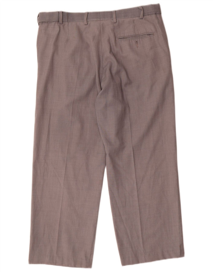 Marks & Spencer Pantalón de traje recto para hombre W34 L26 Lana gris