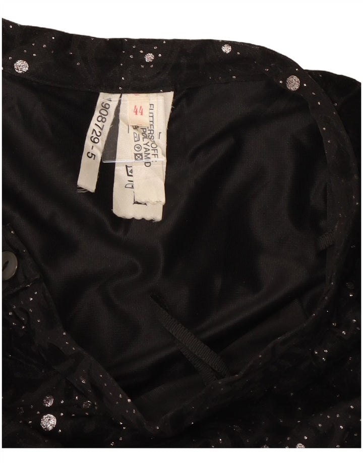Falda escalonada vintage para mujer IT 44 Mediana W30 Poliamida Paisley Negra