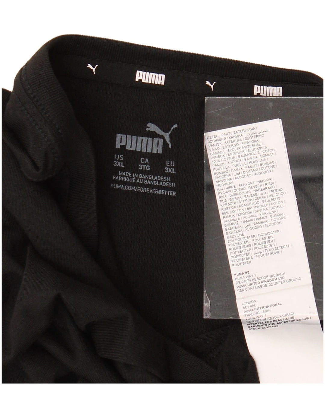 PUMA Camiseta para hombre Top 3XL Algodón negro