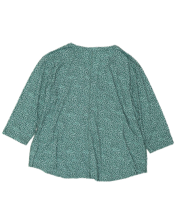 L.L.BEAN Blusa de manga 3/4 para mujer UK 22 3XL Estampado animal verde