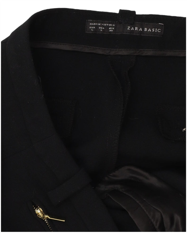 ZARA Mujer Pantalón Traje Recto Large W30 L32 Negro