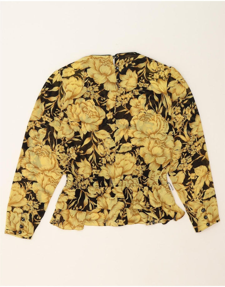 HARDOB Womens Long Sleeve Blouse Top UK 16 Large  Yellow Floral Polyester Vintage Hardob and Second-Hand Hardob from Messina Hembry 