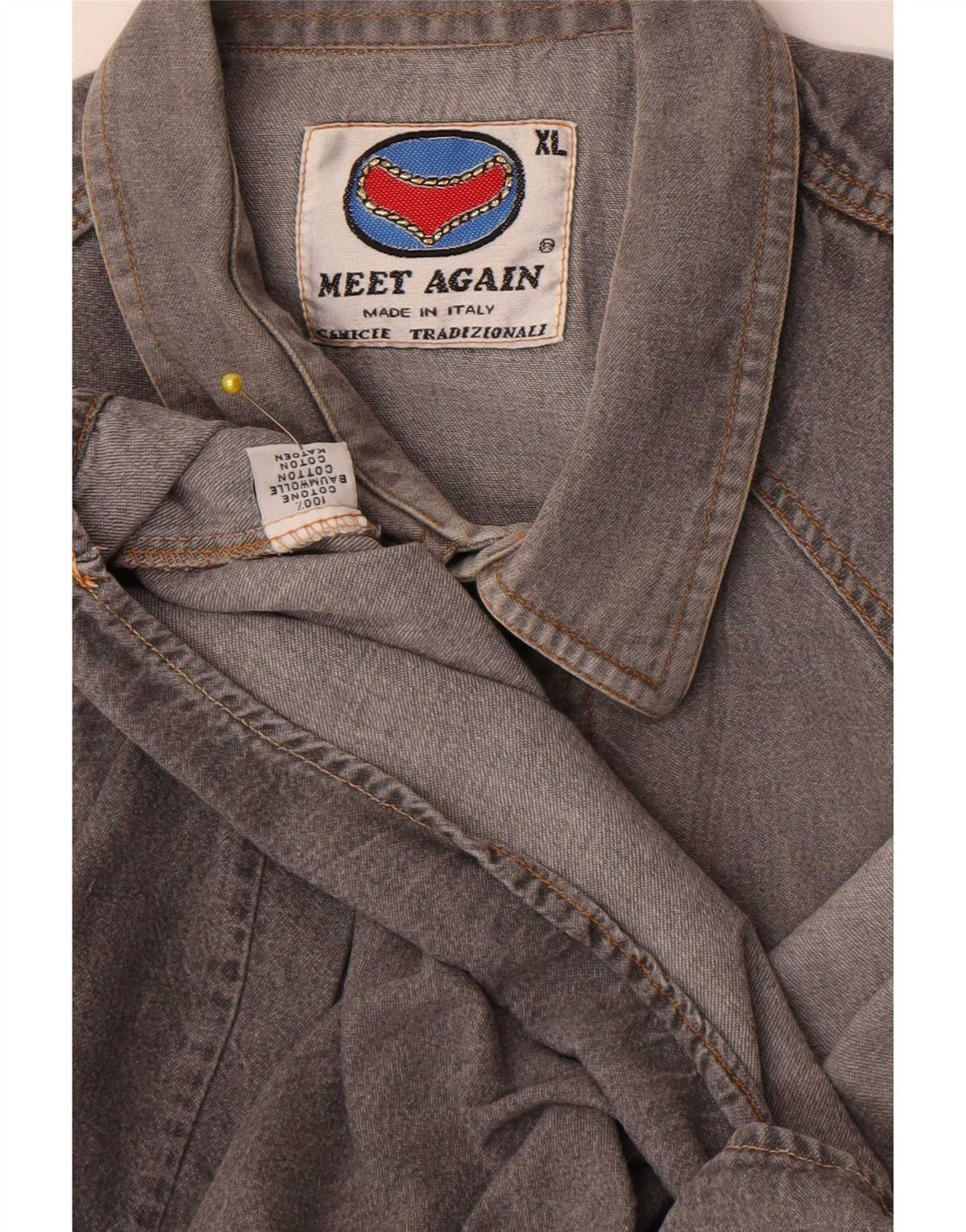 Camisa vaquera vintage para hombre XL Algodón gris