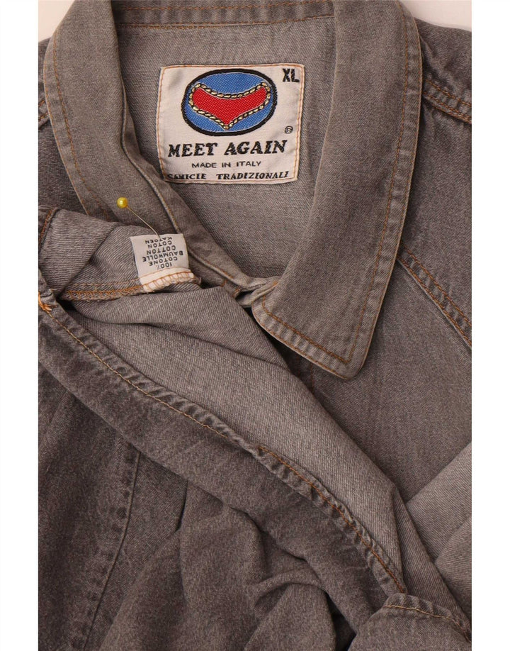 Camisa vaquera vintage para hombre XL Algodón gris