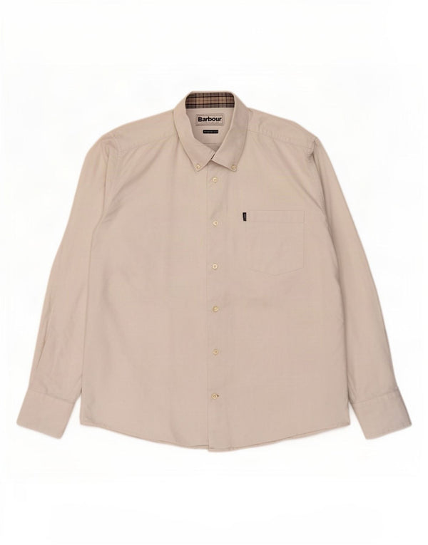 Barbour Camisa a medida para hombre de algodón blanco grande