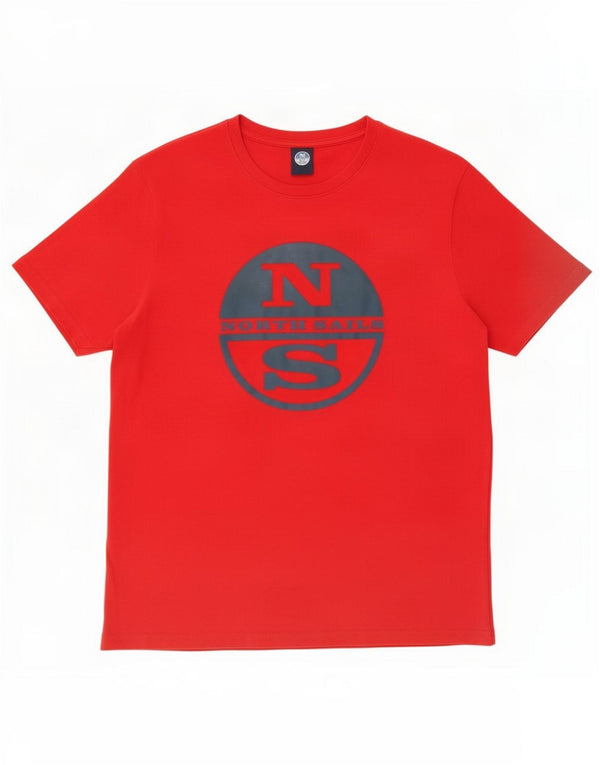 North Sails Hombre Camiseta Gráfica Top Medio Algodón Rojo