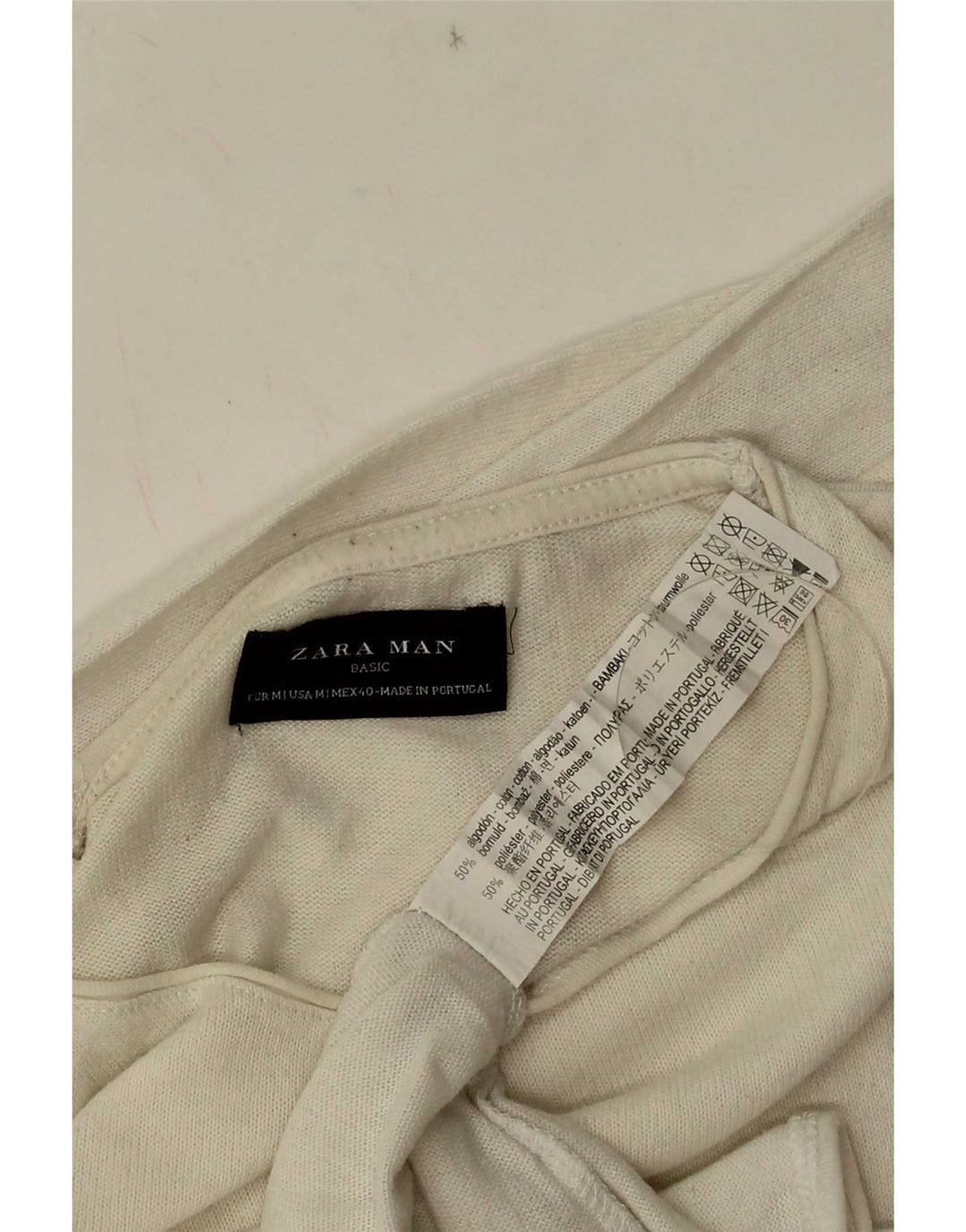 Zara Hombre Top Manga Larga Medio Blanco Algodón