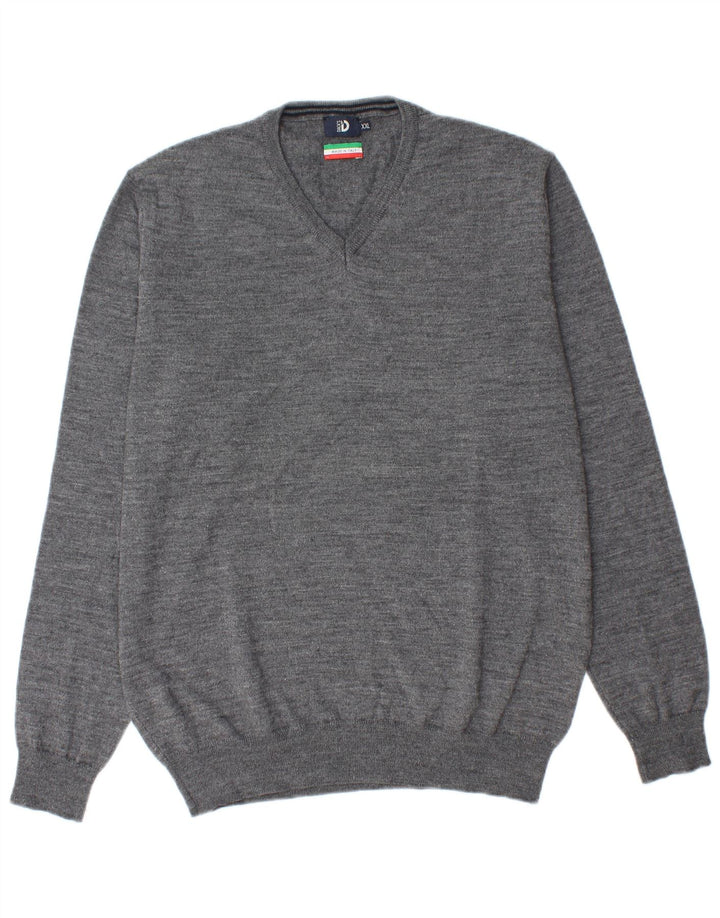 Dack's Suéter tipo jersey con cuello en V para hombre 2XL Lana gris
