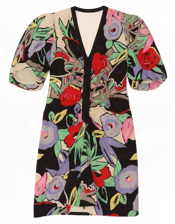 Frank Usher Vestido recto para mujer Reino Unido 44 Acetato floral negro mediano