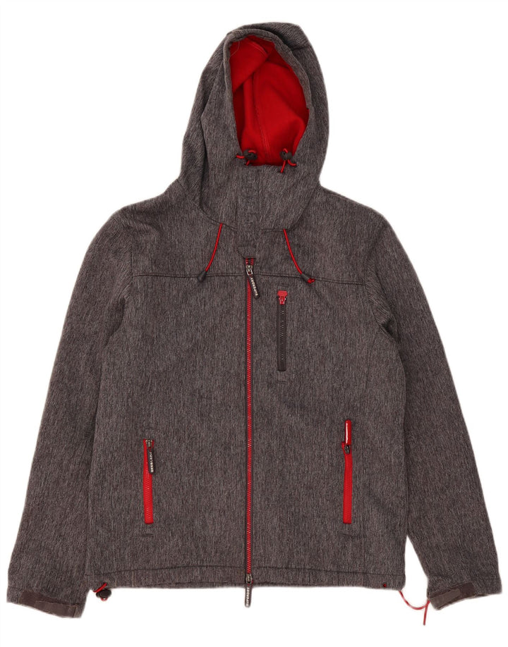 SUPERDRY Chaqueta cortavientos con capucha para hombre UK 42 XL Poliéster moteado gris