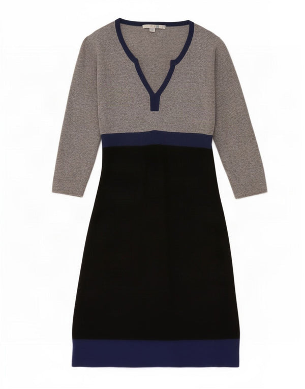 Boden Womens 3/4 Sleeve Jumper Dress UK 10 Small Grey Colourblock Cotton