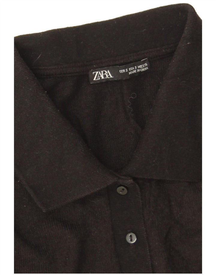Zara Polo Mujer UK 10 Small Viscosa Negra
